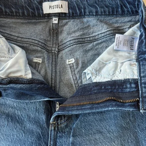 Pistola Lana Wide Leg Crop High Rise Raw Hem Ankle Jeans Palladium Wash size 24P - Picture 4 of 6